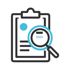 Poster - Clipboard with Magnifying Glass Icon Representing Document Review