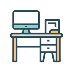 Aufkleber - Computer Desk Icon Representing Monitor Workstation