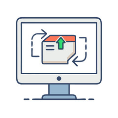 Aufkleber - Computer Monitor with Arrows and Box Icon Representing File Transfer