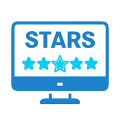 Poster - Computer Monitor with Stars Icon Representing Digital Display