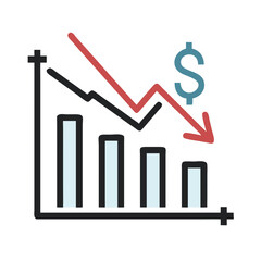 Aufkleber - Downward Graph Icon Representing Financial Decline