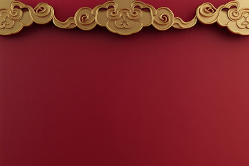 red background with golden auspicious cloud pattern