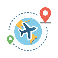 Aufkleber - Flight Path Icon Representing Travel Planning