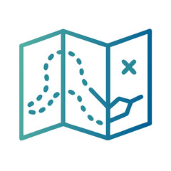 Aufkleber - Folded Map Icon Representing Navigation and Trail Guidance