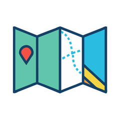 Aufkleber - Folded Map Icon Representing Navigation and Trail Guidance