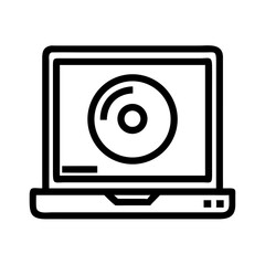 Leinwandbilder - Laptop with Disc Icon – Optical Drive Symbol for Data Storage and Media