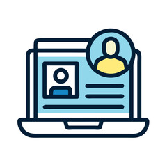 Poster - Laptop with Profile Icon – Client Management and CRM Symbol for Business Solutions