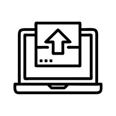 Fototapete - Laptop with Up Arrow and Box Icon – File Upload and Data Transfer Symbol