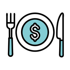 Poster - Meal Plate with Dollar Icon Representing Business Dining Expense