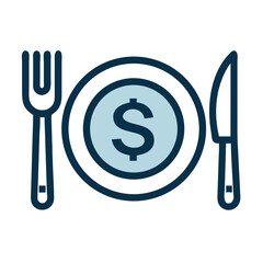 Poster - Meal Plate with Dollar Icon Representing Business Lunch Expense