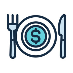 Poster - Meal Plate with Dollar Icon Representing Business Lunch Expense