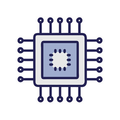 Poster - Microchip Icon Representing Digital Processing