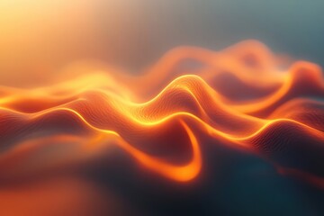 Poster - Flowing waves of light create a mesmerizing visual display in soft hues of orange