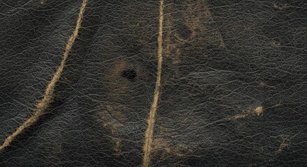 Aufkleber - Close up of weathered black leather texture showing wear and tear detail