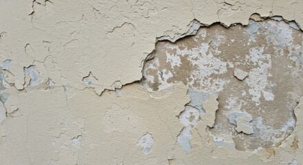 Poster - Wall texture showing peeling paint and damaged plaster surface