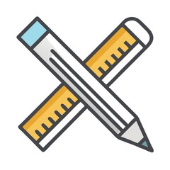 Leinwandbilder - Pencil and Ruler Icon Representing Creative Design