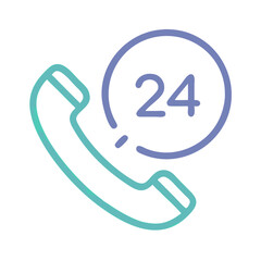 Poster - Phone with 24H Icon Representing Customer Support Availability