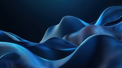 Poster - A stunning display of smooth blue fabric creates undulating waves in an artistic arrangement. The gentle light enhances the texture, creating depth and movement