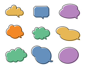 Poster - simple line art/dialogue design set, with pastel color, retro frame, illustration changeable line wi