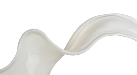 Poster - A close up view of a flowing white liquid against a stark black background in a studio shot