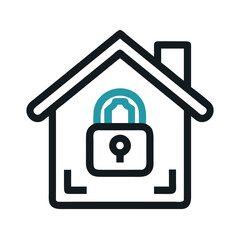Leinwandbilder - Secured Home Icon Representing Digital Home Protection