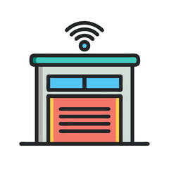 Poster - Smart Garage Door Icon Representing Automated Entry Control