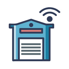 Poster - Smart Garage Door Icon Representing Automated Entry Control