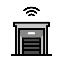 Poster - Smart Garage Door Icon Representing Automated Entry Control
