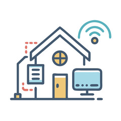 Aufkleber - Smart Home Exterior Icon Representing Connected Living Environment