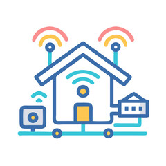 Aufkleber - Smart Home Exterior Icon Representing Connected Living Environment