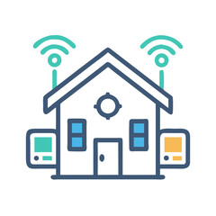 Aufkleber - Smart Home Exterior Icon Representing Connected Living Environment