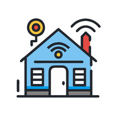 Aufkleber - Smart Home Exterior Icon Representing Connected Living Environment