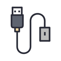Leinwandbilder - USB Cable Icon Representing Data and Charging Connection Interface