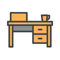 Aufkleber - Work Desk Icon Representing Office or Study Table