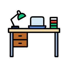 Aufkleber - Work Desk Icon Representing Office or Study Table