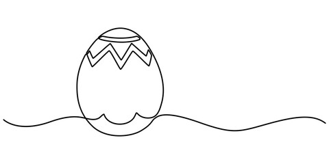 Fototapete - Easter egg continuous line art , line drawing of Easter eggs with greeting happy Easter. Continuous one line drawing, One Continuous Line Drawing of Egg Icon. Single Line pro Vector Illustration, 