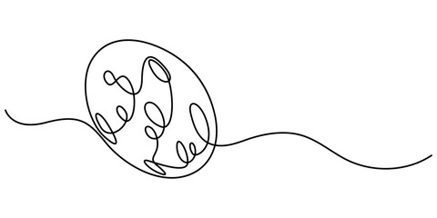 Fototapete - Easter egg continuous line art , line drawing of Easter eggs with greeting happy Easter. Continuous one line drawing, One Continuous Line Drawing of Egg Icon. Single Line pro Vector Illustration, 