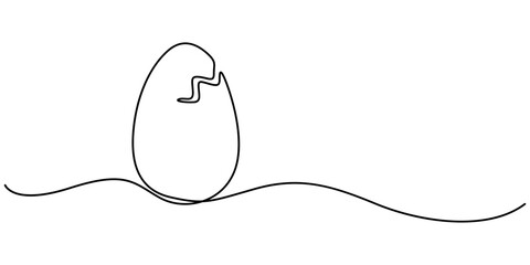 Fototapete - Easter egg continuous line art , line drawing of Easter eggs with greeting happy Easter. Continuous one line drawing, One Continuous Line Drawing of Egg Icon. Single Line pro Vector Illustration, 
