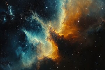 Poster - Vibrant cosmic nebula displaying colorful gas and star formations in deep space, space background with colourful nebula and stars