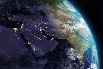 earth from space. africa, middle east and asia. arabian peninsula, egypt, iraq, iran, israel, jordan