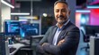 © Daiki - A confident middle-aged Middle Eastern IT professional poses in a modern office environment. Emphasizing leadership and technology, he embodies professionalism in the digital age.