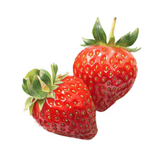 Aufkleber - Two ripe strawberries against a stark black backdrop in delectable detail