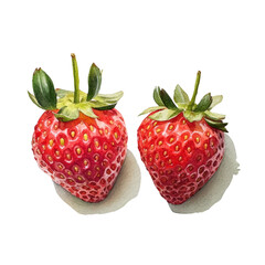Aufkleber - Watercolor strawberry pair on dark background, a vibrant and colorful depiction