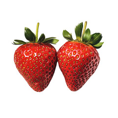 Poster - Duet of plump strawberries exhibited against a pristine black canvas providing striking contrast