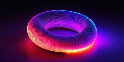 Wall Mural - twisting neon parametric torus in vivid colors creating a dynamic, glowing effect