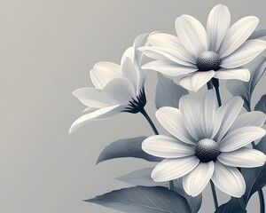 Poster - Minimalist monochrome daisy pattern