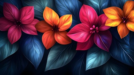 Poster - Vibrant abstract floral with bold contrasting petals