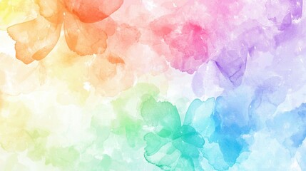 Poster - Delicate watercolor butterflies blend together in a spectrum of colors, creating an inspiring background. This artwork captures a lively and cheerful atmosphere perfect for various creative endeavors