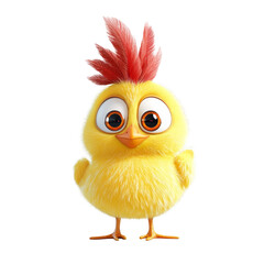 Poster - Adorable Cartoon Chicken Character with Expressive Eyes on a Dark Background