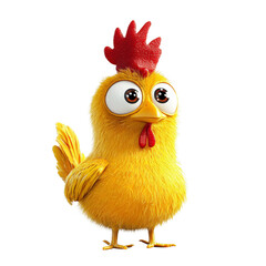 Poster - Whimsical Yellow Chick Cartoon with Expressive Eyes on a Dark Background